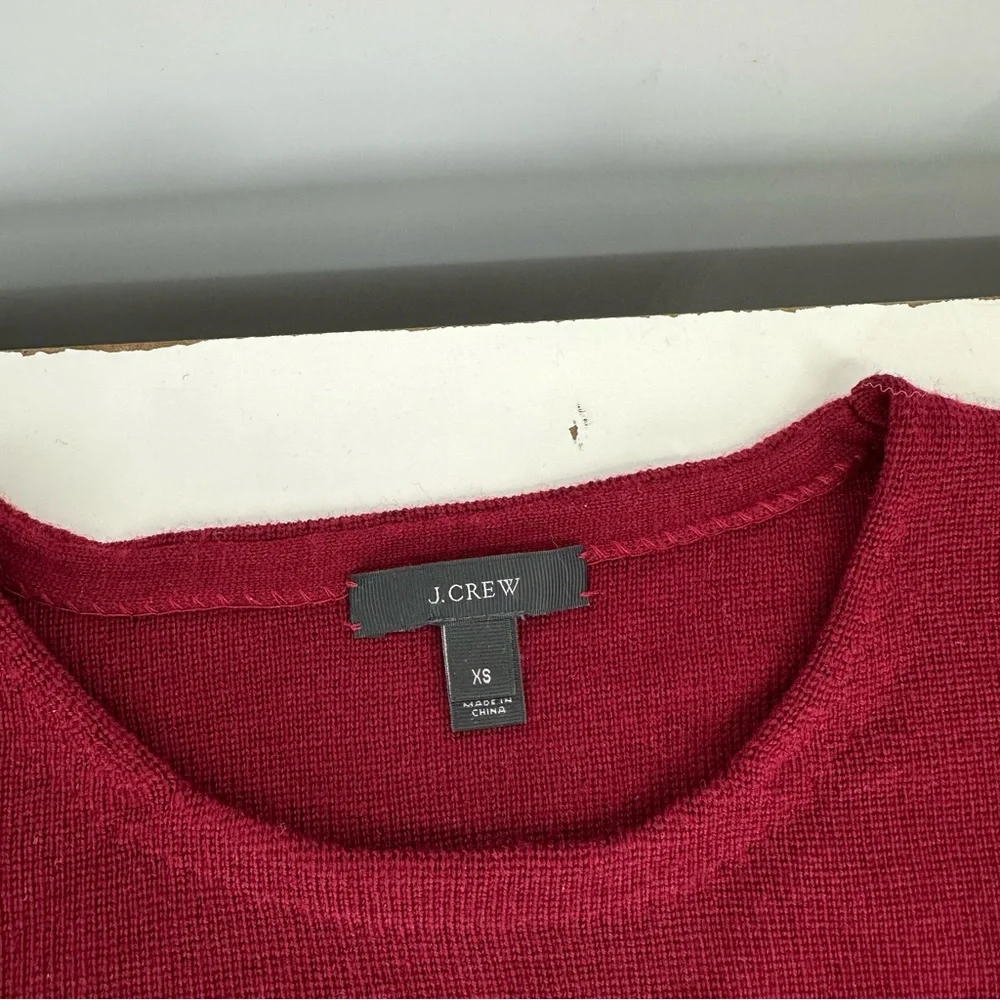 J.Crew Dark Red 100% Merino Wool Front Pockets Sweater XS